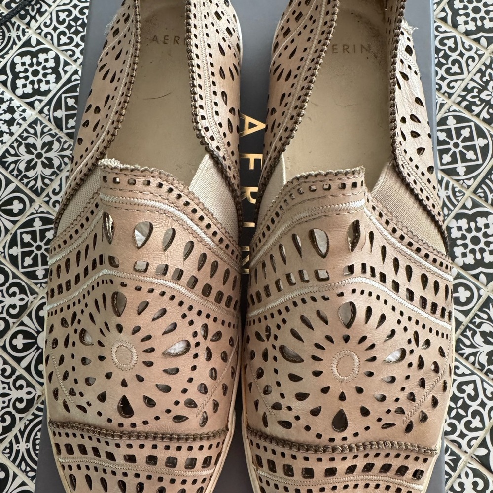 Aerin Tan Laser-Cut Flats
